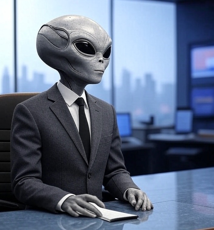Gray Alien News Anchor Gray Alien News Anchor